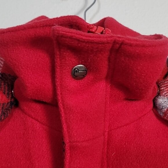 Vintage Woolrich Women Wool Chore Coat Size S Red Plaid Hooded Barn Zip Button - Picture 5 of 16